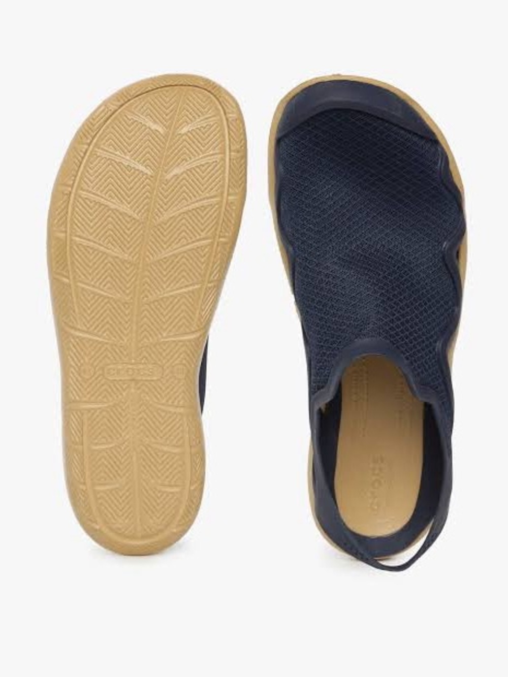Crocs Men's Swiftwater Mesh Wave Sandals, Navy/Tan 7